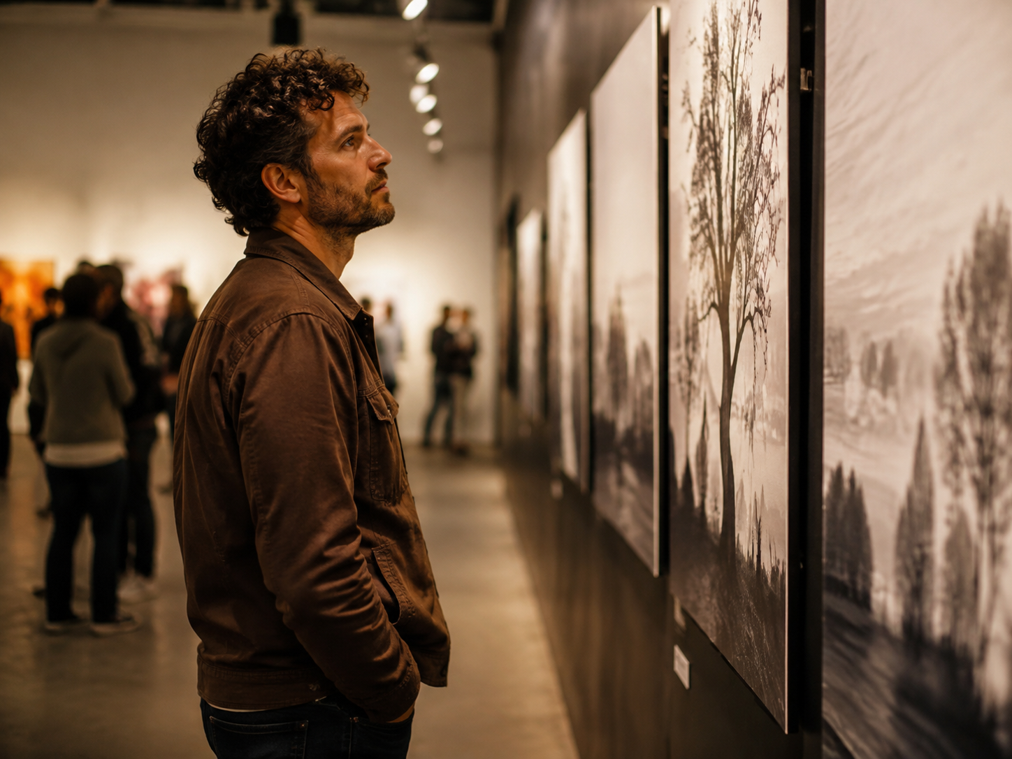 Adult looking at a public art display