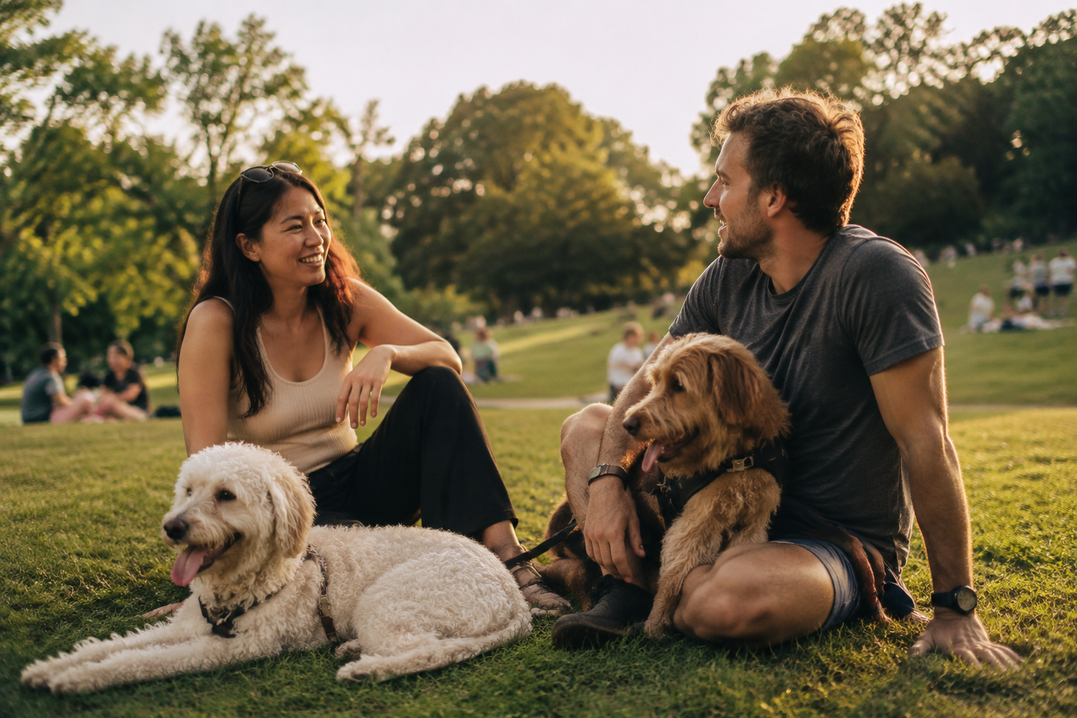 Adults enjoying neighborhood & local