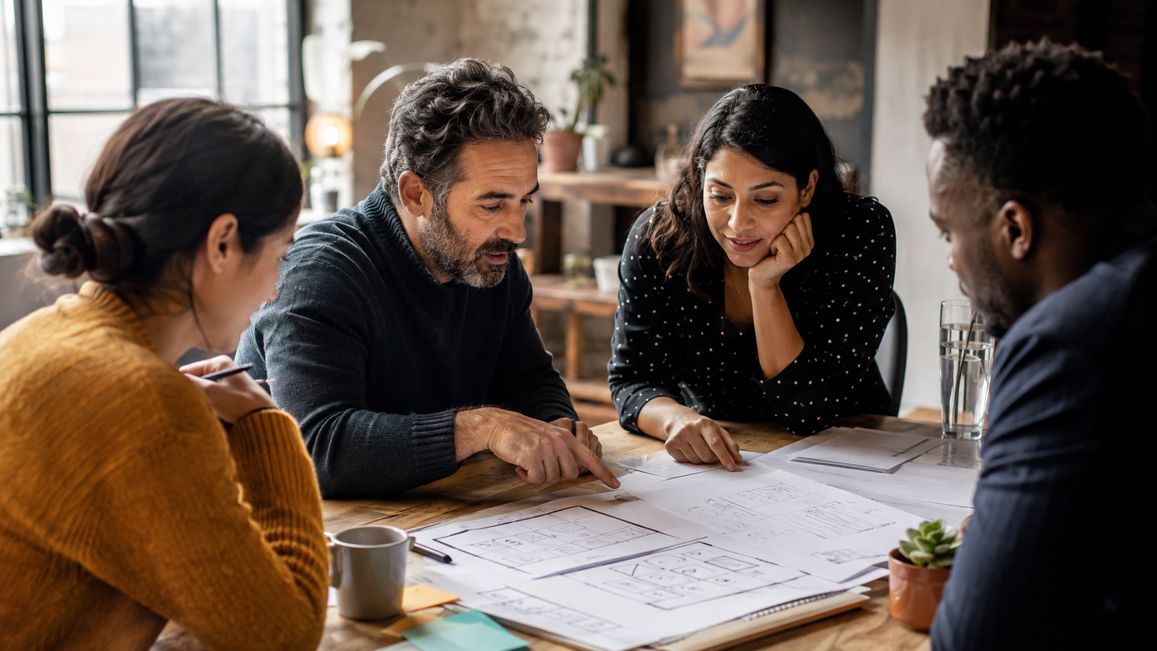 Adults enjoying an easy conversation in a welcoming everyday setting